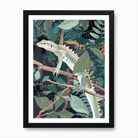 Skinks Lizard Abstract Modern Illustration 1 Art Print