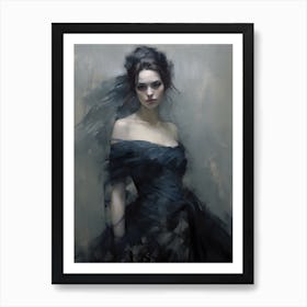 Woman In A Black Dress 3 Art Print