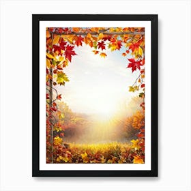 Bright Autumn Frame Encapsulating A Scene Of Seasonal Foliage Branches Laden With Various Hues Of R (5) Art Print