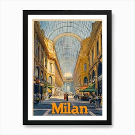 Aihrgdesign A Classic 1960s Travel Poster For Milan Art Print