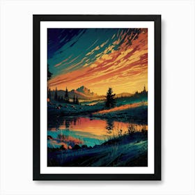 Sunset In The Mountains Poster