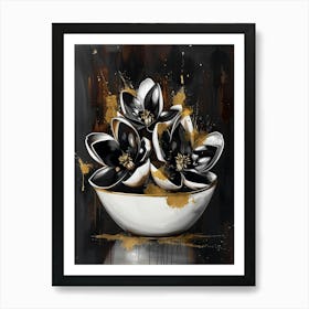 Black And Gold Flowers 7 Art Print