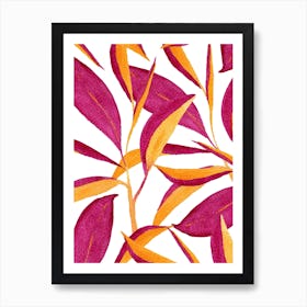 Ruby And Golden Leaves Art Print