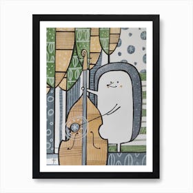 Hedgehog and cello Art Print