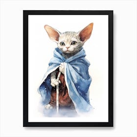 Devon Rex Cat As A Jedi 3 Art Print