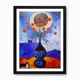 Lavender With A Cat 3 Surreal Joan Miro Style  Art Print