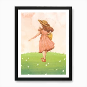 Mid Century Inspired, Girl In Spring Art Print