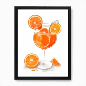 Aperol With Ice And Orange Watercolor Vertical Composition 43 Art Print