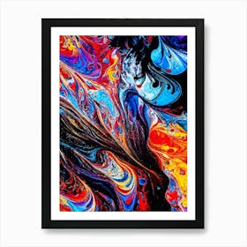 Abstract Digital Art Piece Capturing The Essence Of Chaos Interwoven With Beauty Swirling Vibrant C Art Print