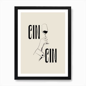Cin Cin Wine, Vino Line Art Illustration Art Print