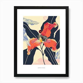 Colourful Flower Illustration Poster Impatiens 3 Art Print