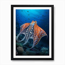 Blanket Octopus Detailed Illustration 10 Art Print