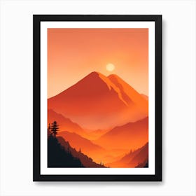 Misty Mountains Vertical Composition In Orange Tone 133 Art Print