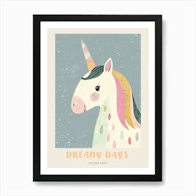 Pastel Storybook Style Unicorn 7 Poster Art Print