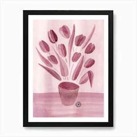 Mauve Tulips - floral flower watercolor Art Print