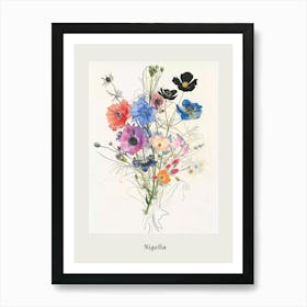 Nigella 6 Collage Flower Bouquet Poster Art Print