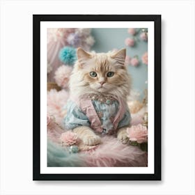 Shabby Chic Cat Art Print