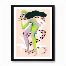 Woman With A Snake Art Print
