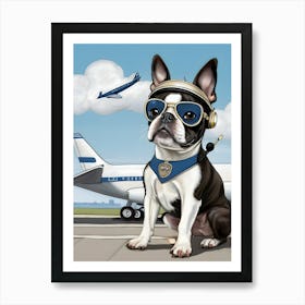Boston Terrier Pilot 3 Art Print