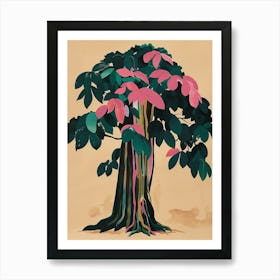 Banyan Tree Colourful Illustration 3 1 Art Print