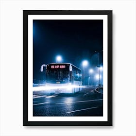 Bus Gasoline Urban Move Background Black Modern Europa Car Twilight Light Lamp Life Obs (8) Art Print