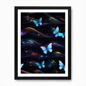 Blue Butterflies Wallpaper Art Print