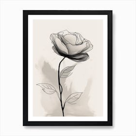 Line Art Roses Flowers Illustration Neutral 11 Art Print