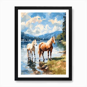 Horses Painting In Bled, Slovenia 1 Art Print