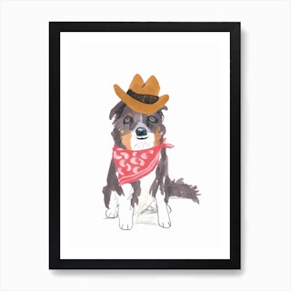 Cowboy Collie Art Print
