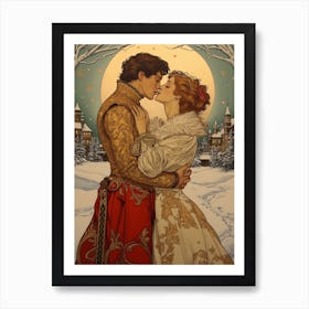 Kissing Couple Art Print