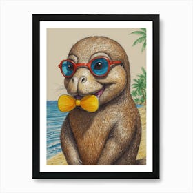 Otters On The Beach Art Print