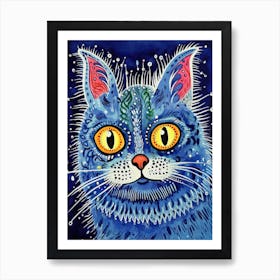 Louis Wain Blue Gothic Kaleidoscope Cat 5 Art Print