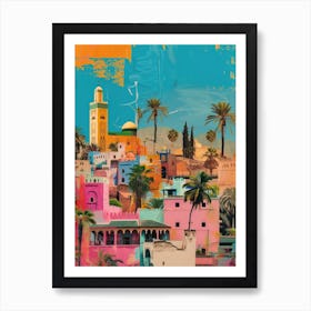 Morocco   Retro Collage Style 2 Art Print