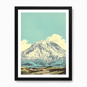 Mount St Helens Usa Color Line Drawing (7) Art Print