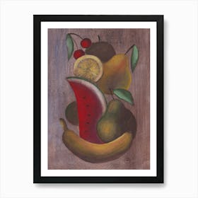 Tutti Frutti - vertical kitchen still life classic old masters fruits food Art Print