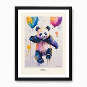 Panda Colourful Watercolour 1 Poster Art Print