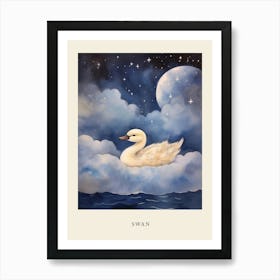 Baby Swan 2 Sleeping In The Clouds Nursery Poster Art Print