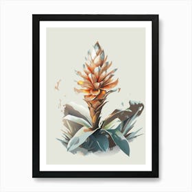 Red Ginger Flower Paint Art Print