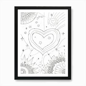 Heart Coloring Page Art Print