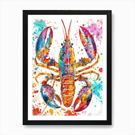 Lobster Colourful Watercolour 4 Art Print