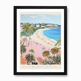 Poster Of Orient Bay Beach, St Martin, Matisse And Rousseau Style 2 Art Print