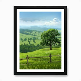 Landscape With Tree Art Print