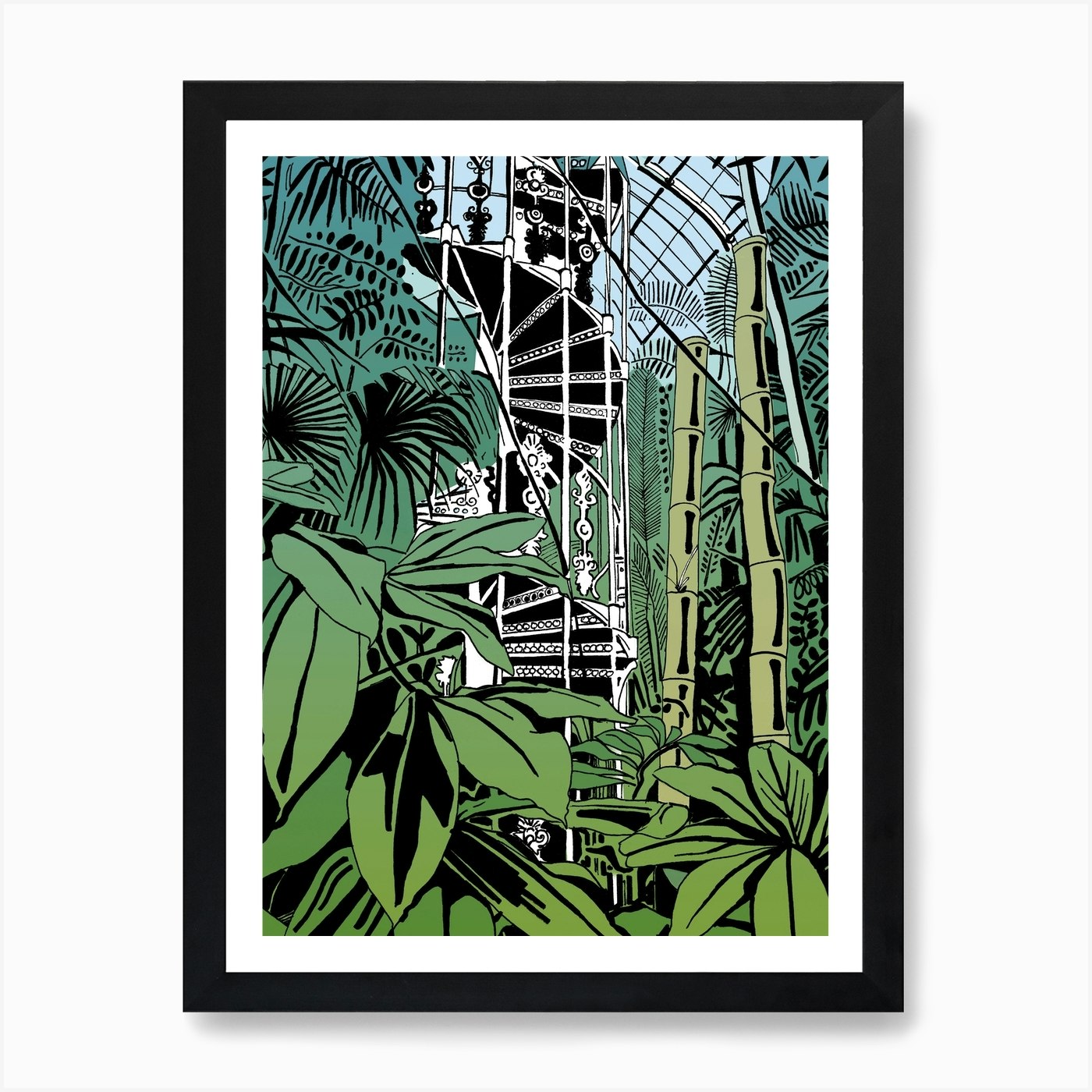 Kew Gardens Palm House Spiral Stair Framed Wall Art Poster Canvas Print Picture - Picture 2 of 4