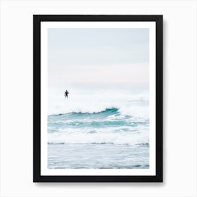 Minimalist Surfer Waves Ocean Sea Beach 2 Art Print