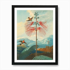 Hummingbirds On A Flower oil painting Art Print