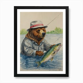 Brown Bear Fishing Art Print