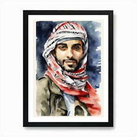 Watercolor Of A Man In A Scarf Art Print