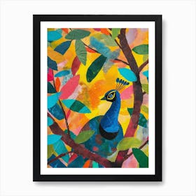 Peacock & The Leaves Painting 5 Art Print