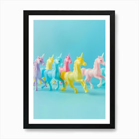 Rainbow Pastel Toy Unicorn Friends 1 Art Print