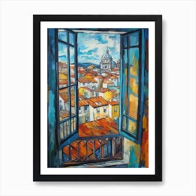 Window View Of Lisbon Portugal In The Style Of Cubism 2 Poster